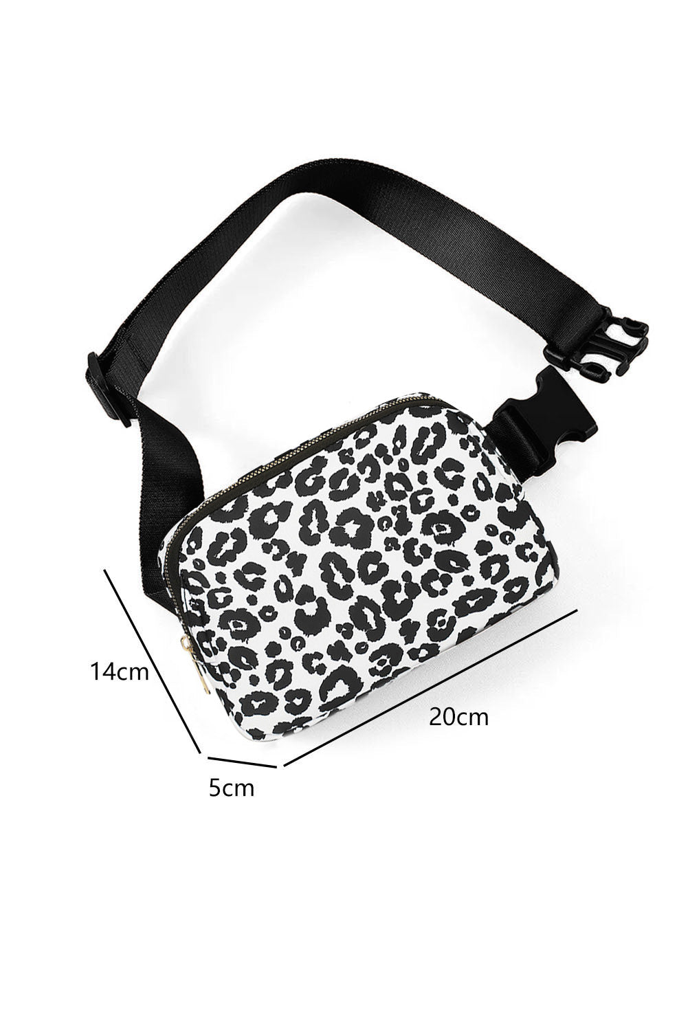 White Leopard Print Buckle Canvas Chest Bag 20*5*14cm