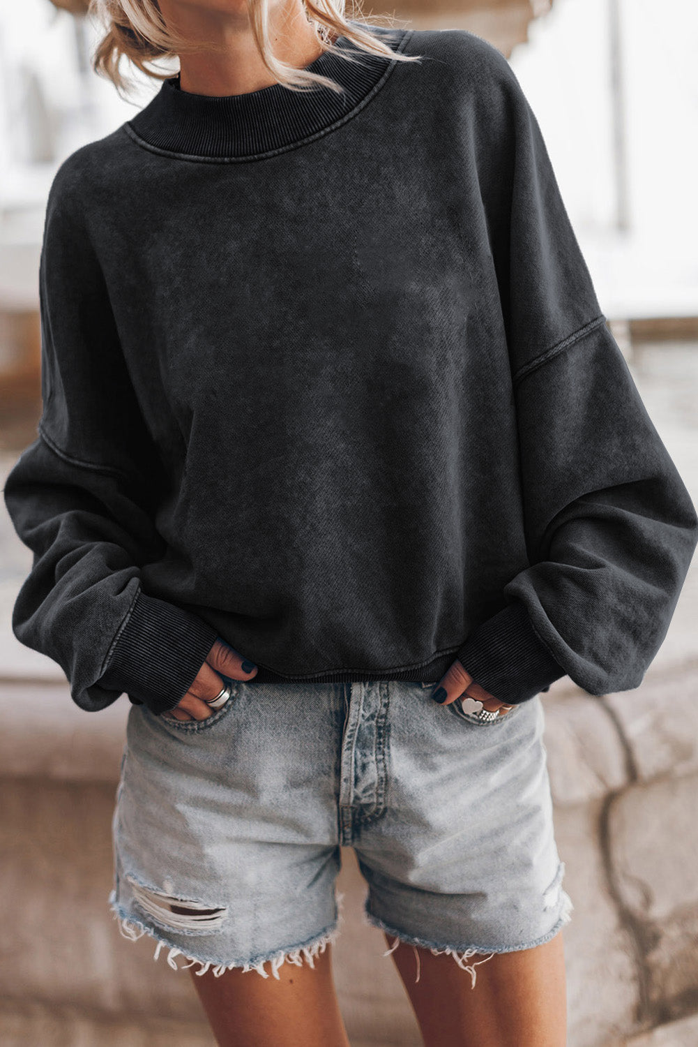 Brown Drop Shoulder Crew Neck Pullover Sweatshirt