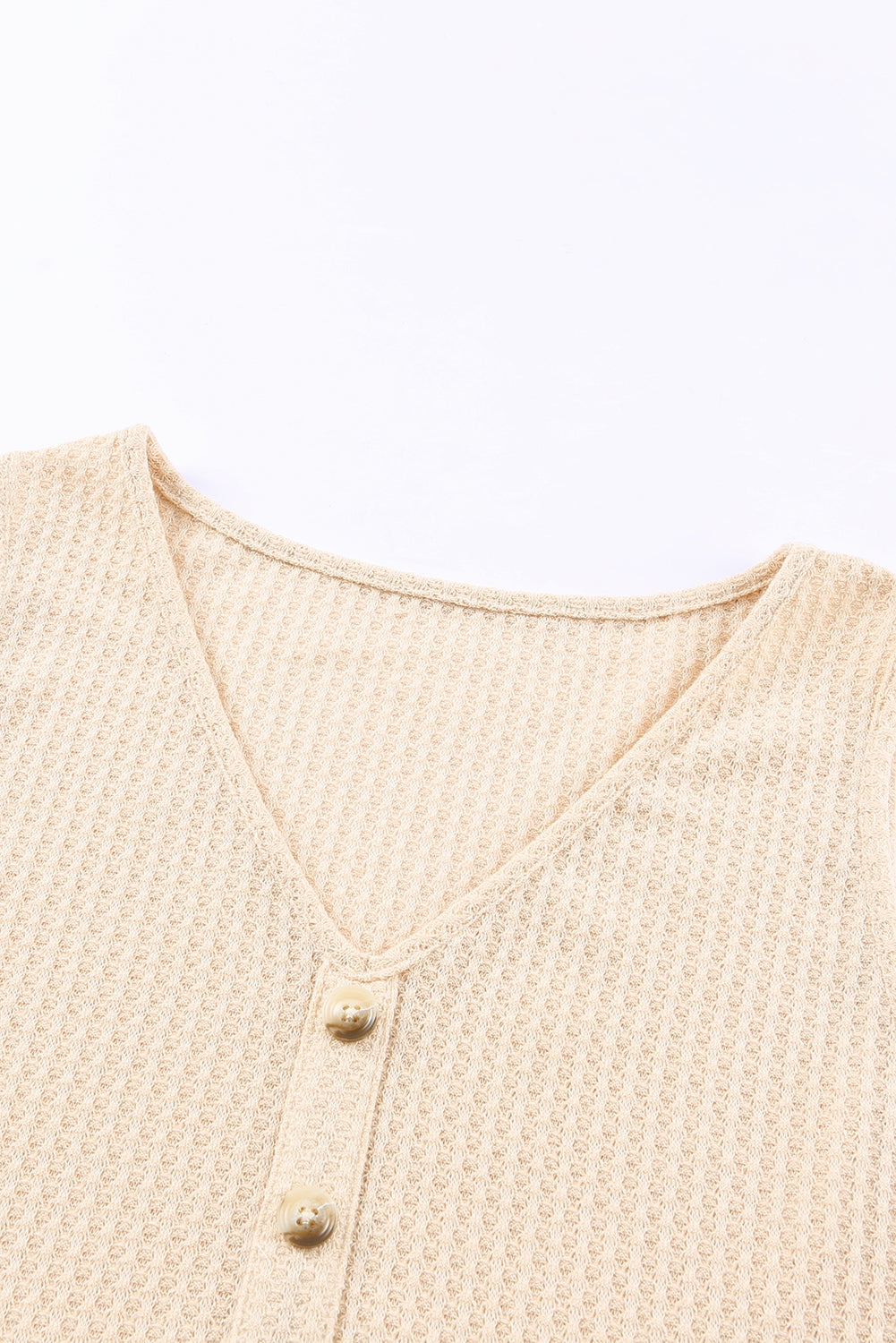 Apricot Waffle Knit Button Ruffled Casual Tank