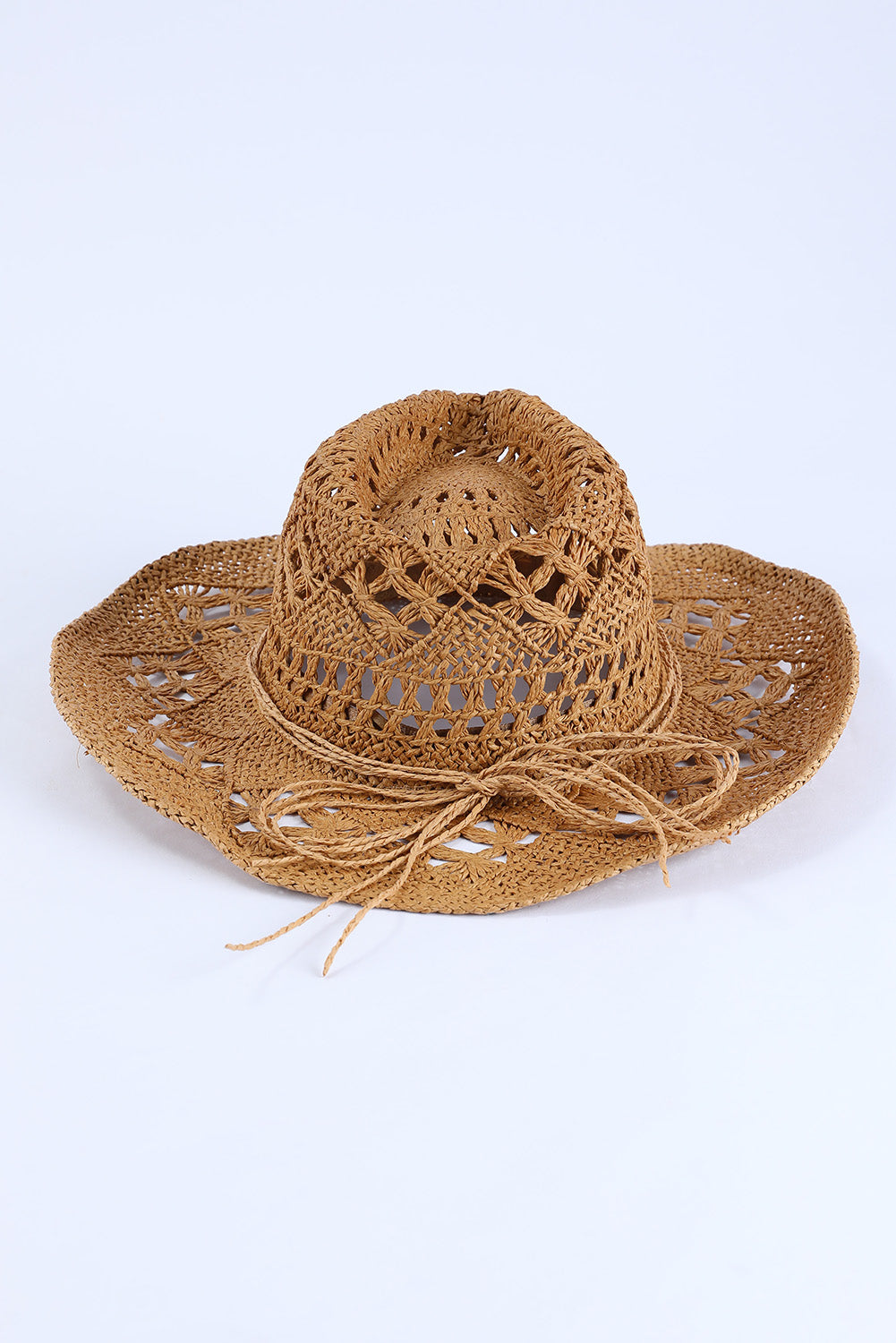 Khaki Hollow-out Straw Cowboy Hat