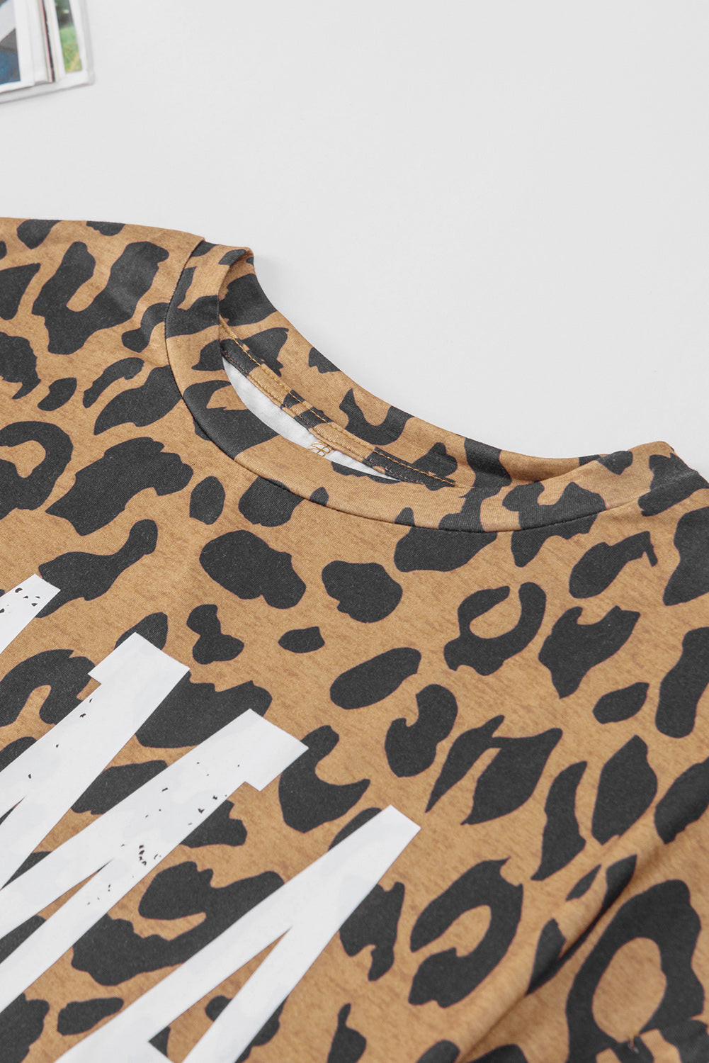 Leopard MAMA Letter Print Slit T-Shirt Dress