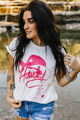 White Rhinestone Howdy Graphic Tee