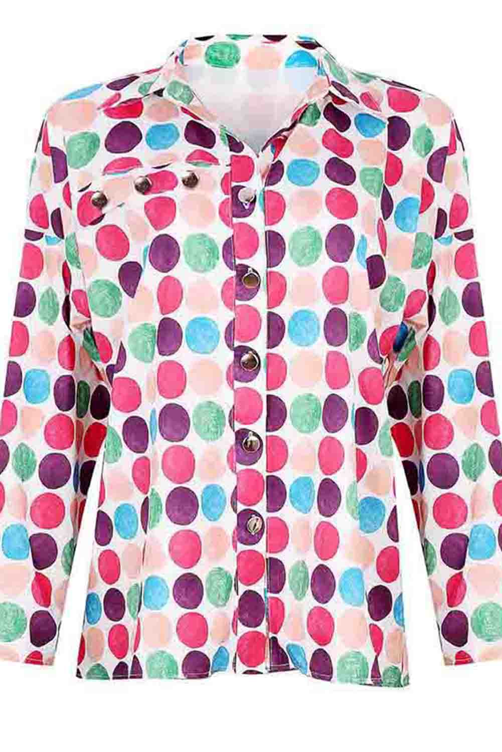 Multicolor Polka Dot Buttoned Long Sleeve Shirt