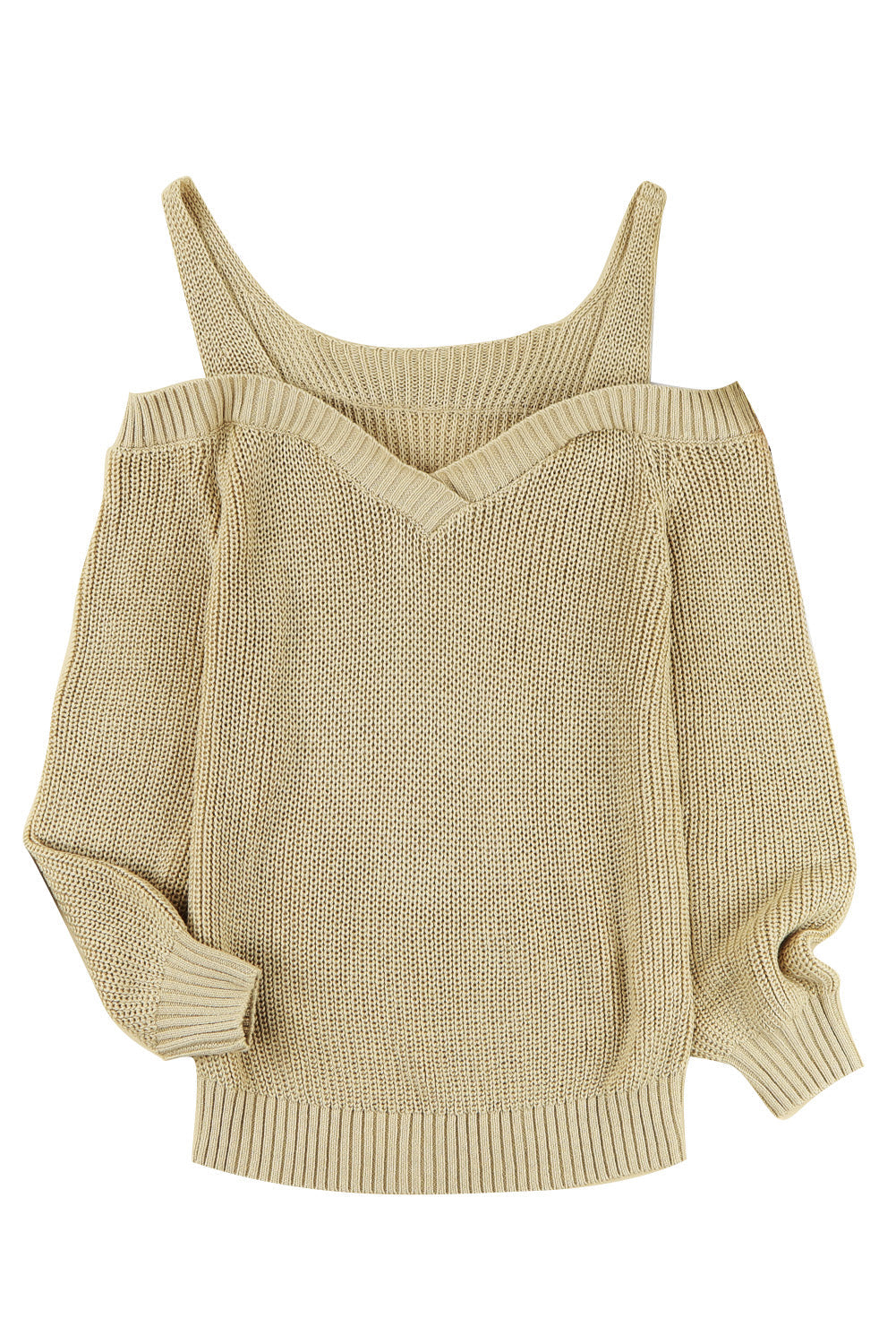 White Dew Shoulder Knitted Sweater