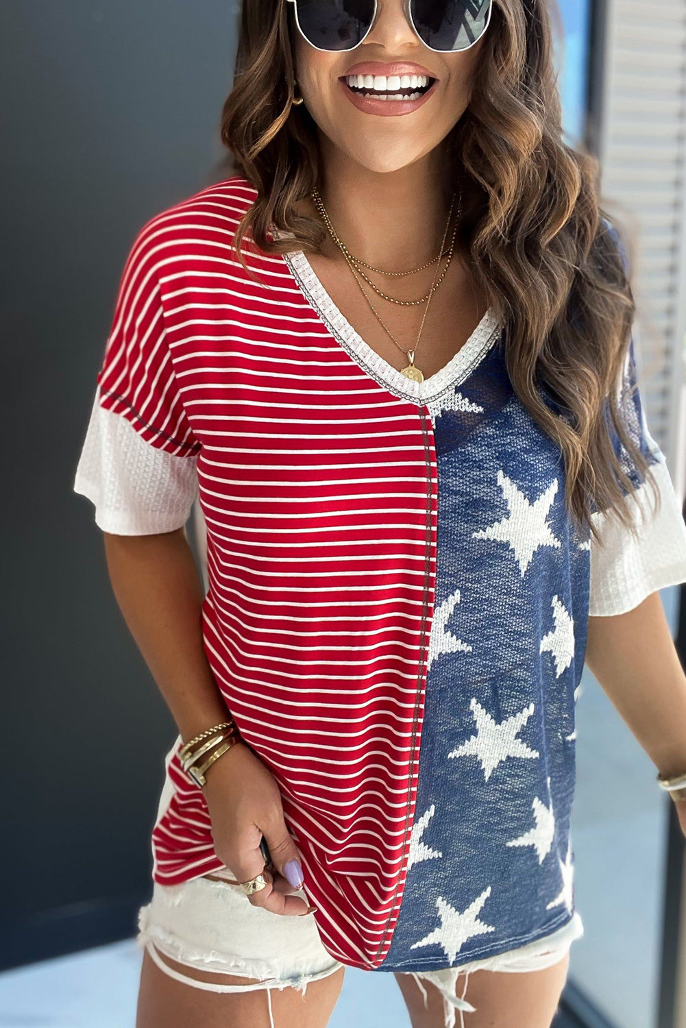 Red American Flag Stars and Stripes Tank Top