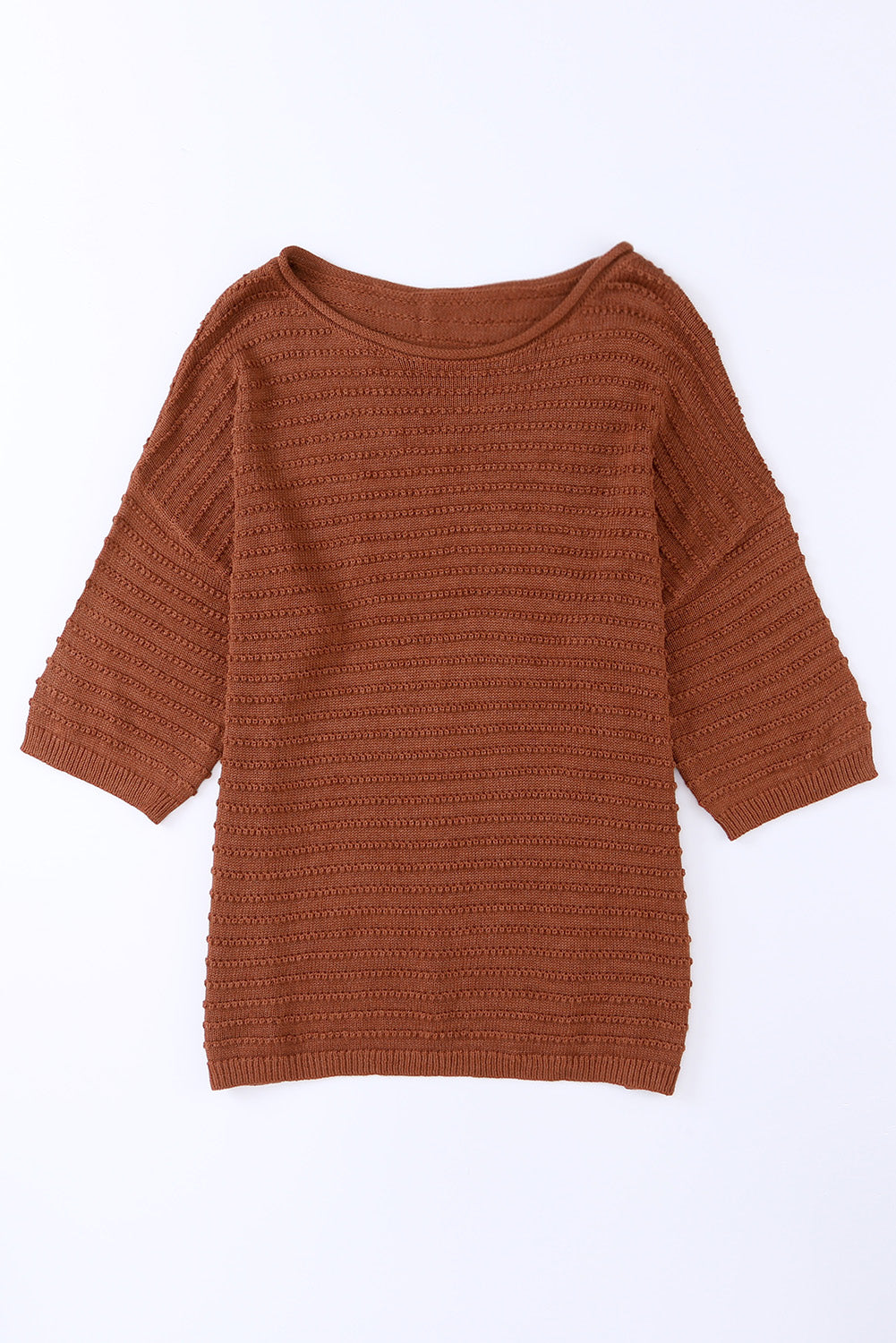 Apricot Textured Knit Drop Shoulder Tee