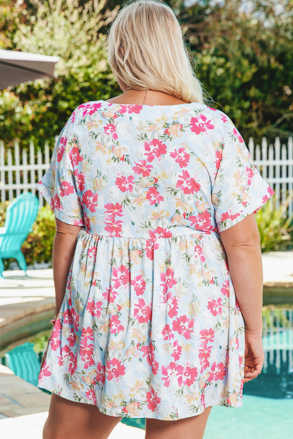 Rose Plus Size Floral Print Short Dress