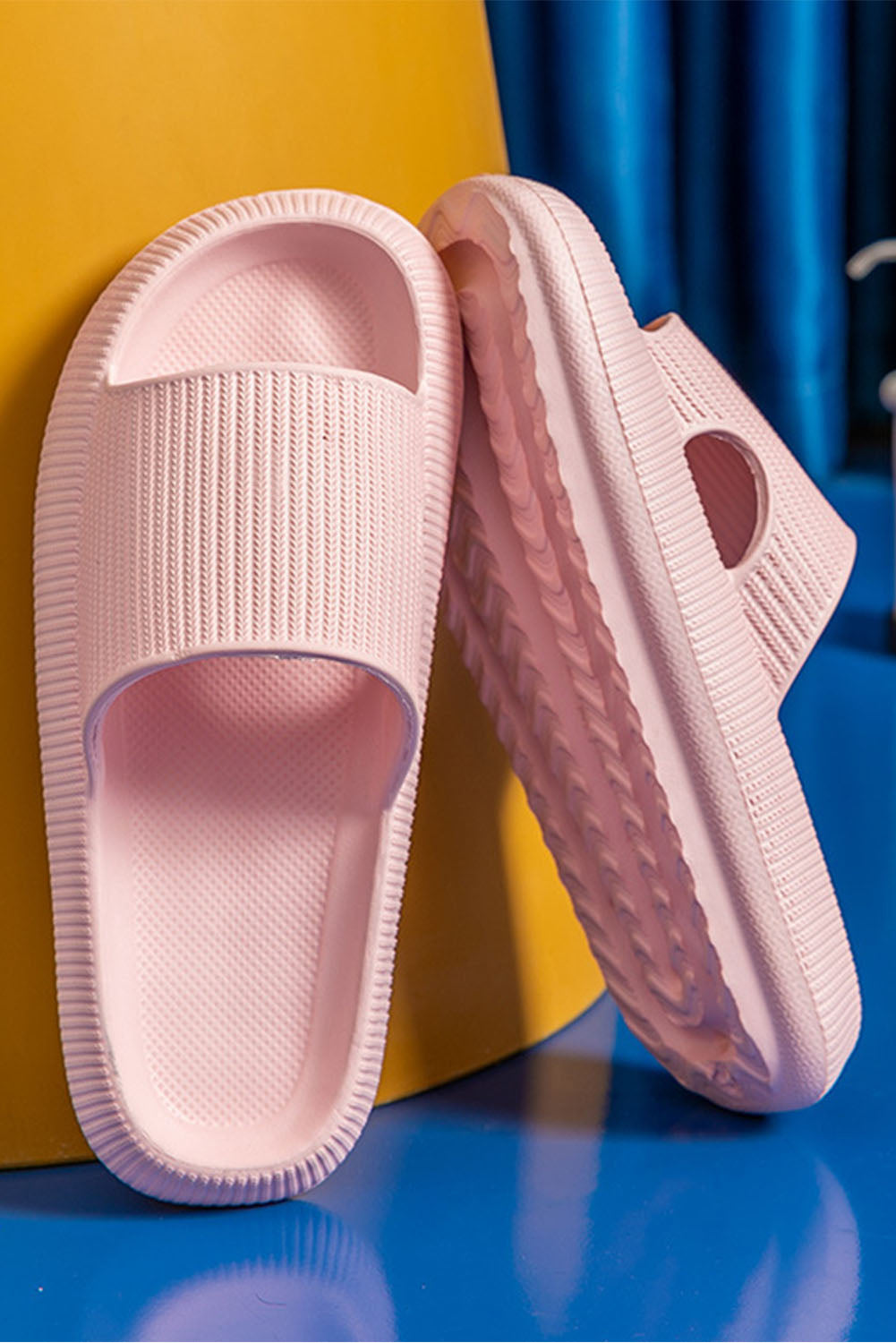 Black Hollow-out Thick Soled Slip On Slippers