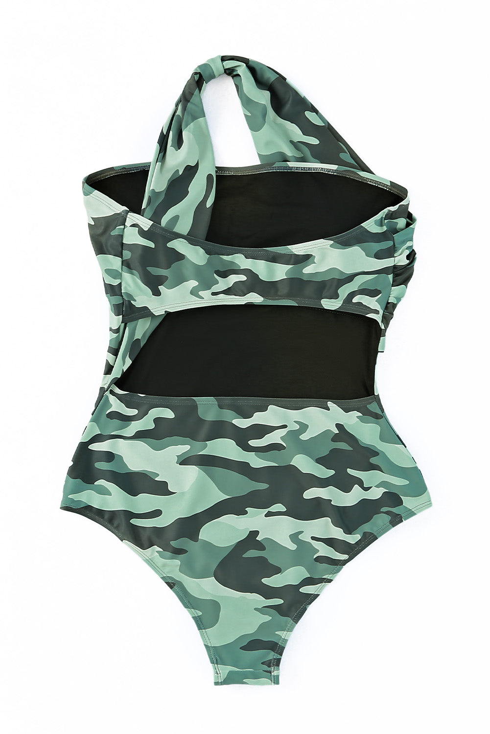 Green Asymmetric One Shoulder Camouflage One-piece Swimwear