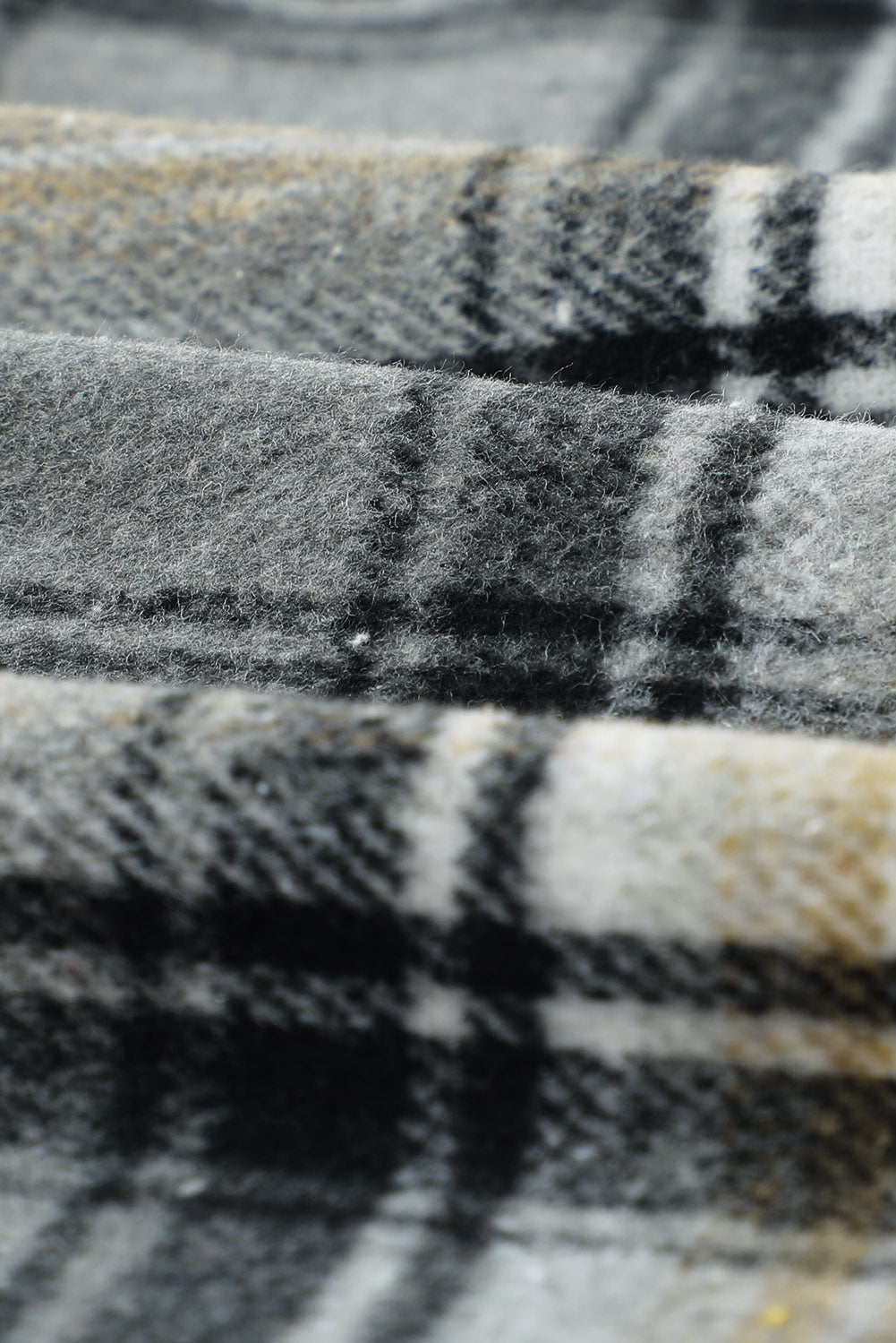 Black Oversize Rounded Hem Plaid Shacket with Slits
