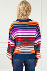 Stripe Boho Fashion Drop Shoulder Baggy Sweater