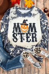 Multicolor MOMSTER Halloween Graphic Tie Dye Long Sleeve Top