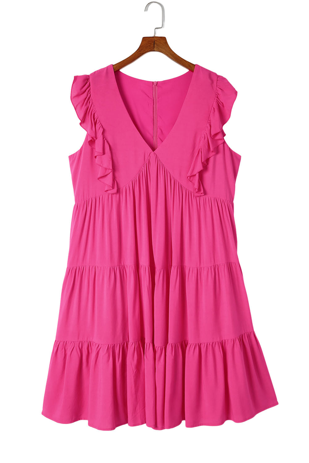 Rose Plus Size Ruffled Sleeveless Babydoll Mini Dress