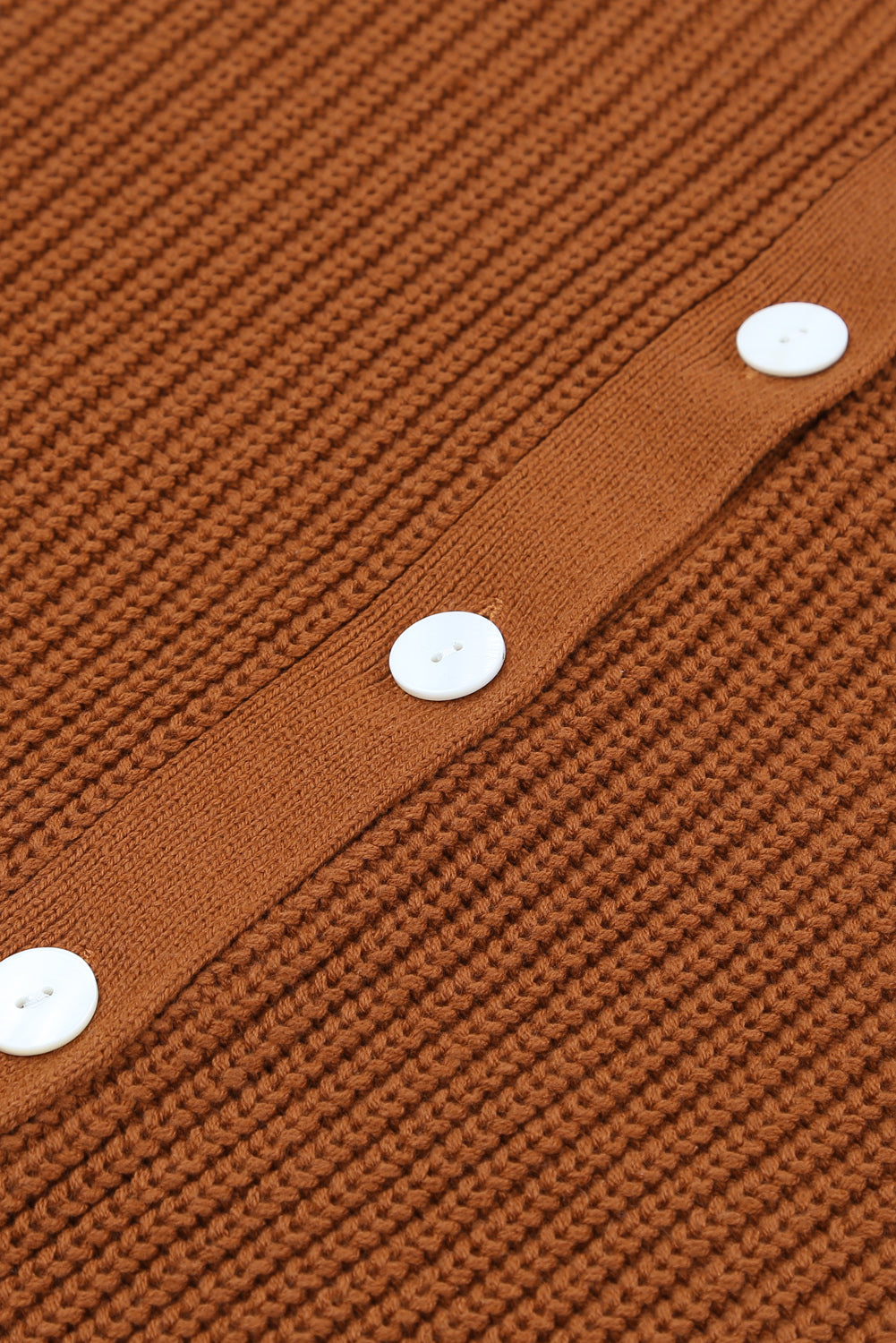 Brown V Neck Drop Shoulder Buttons Cardigan