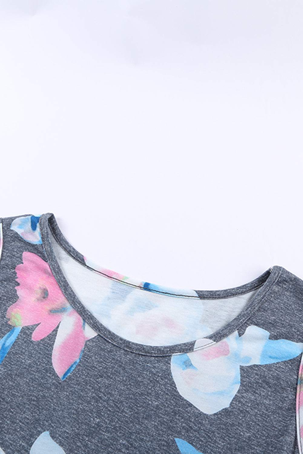 Gray Flowy Blooms Babydoll Tank Top