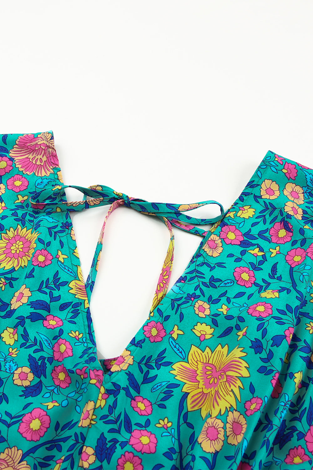 Green Boho Amicgp V Neck Floral Maxi Dress