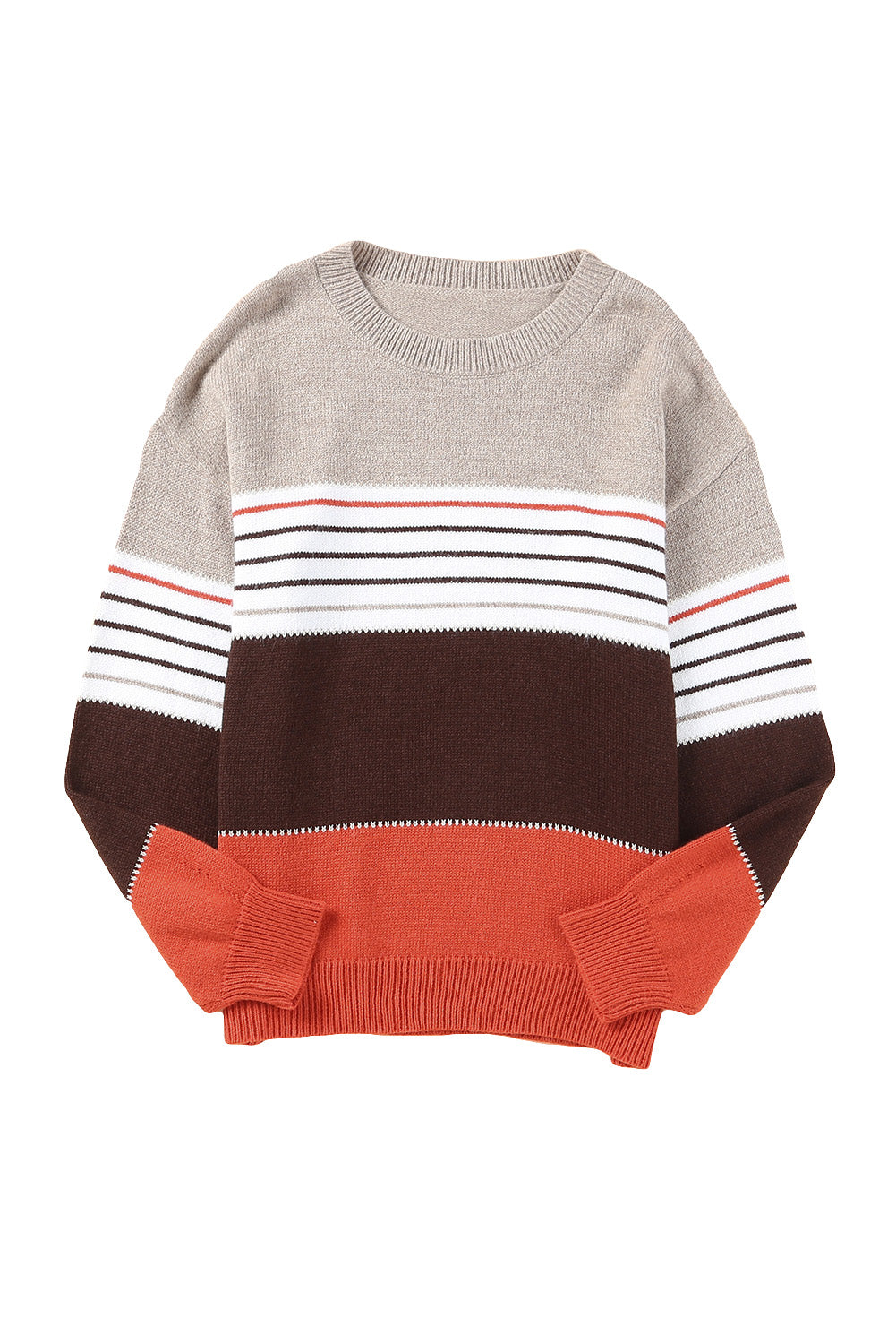 Color Block Striped Knit Oversize Sweater