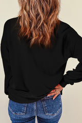 Black Sequin Halloween Pumpkin Graphic Pullover Sweatshirt