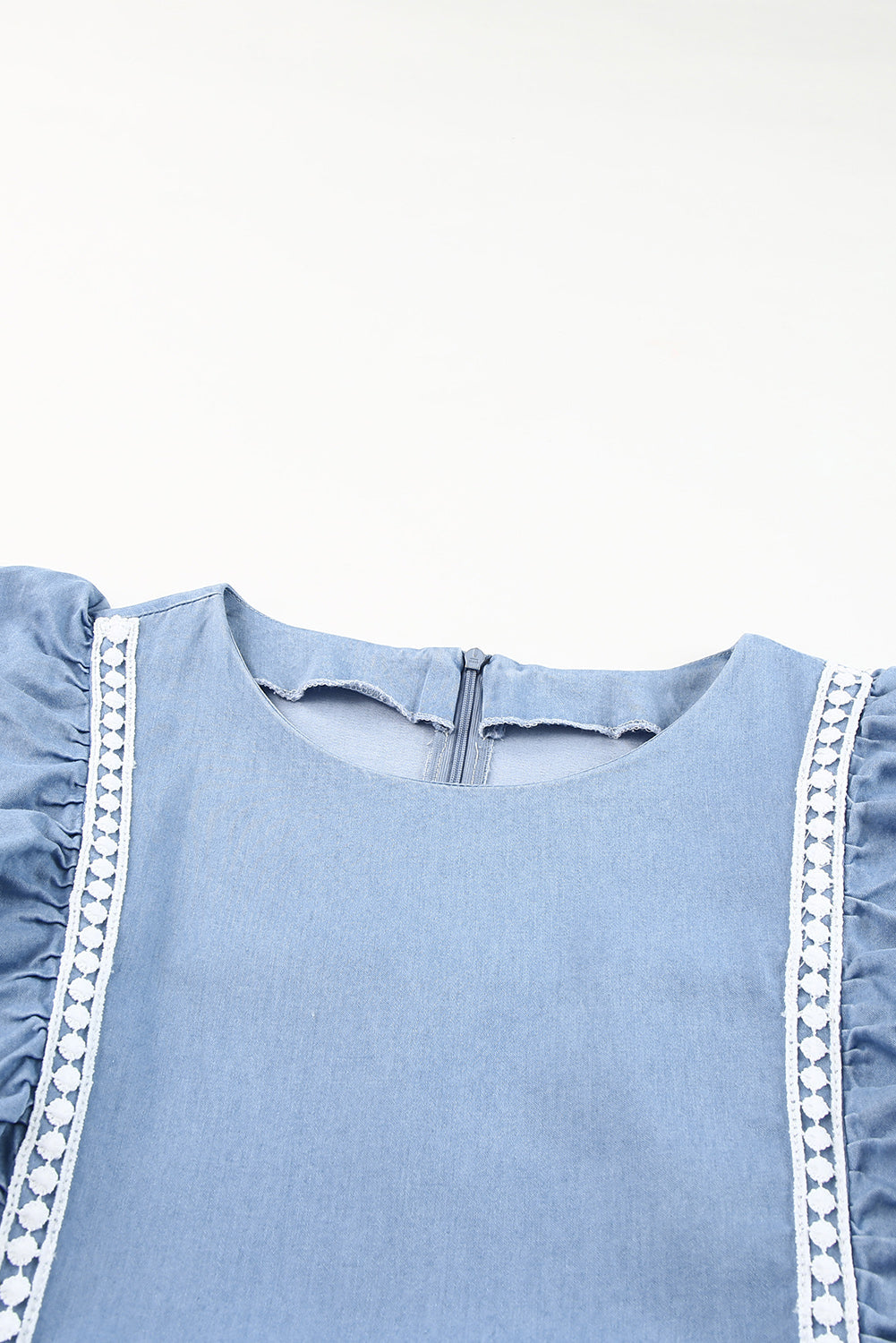 Sky Blue Ruffle Chambray Midi Dress