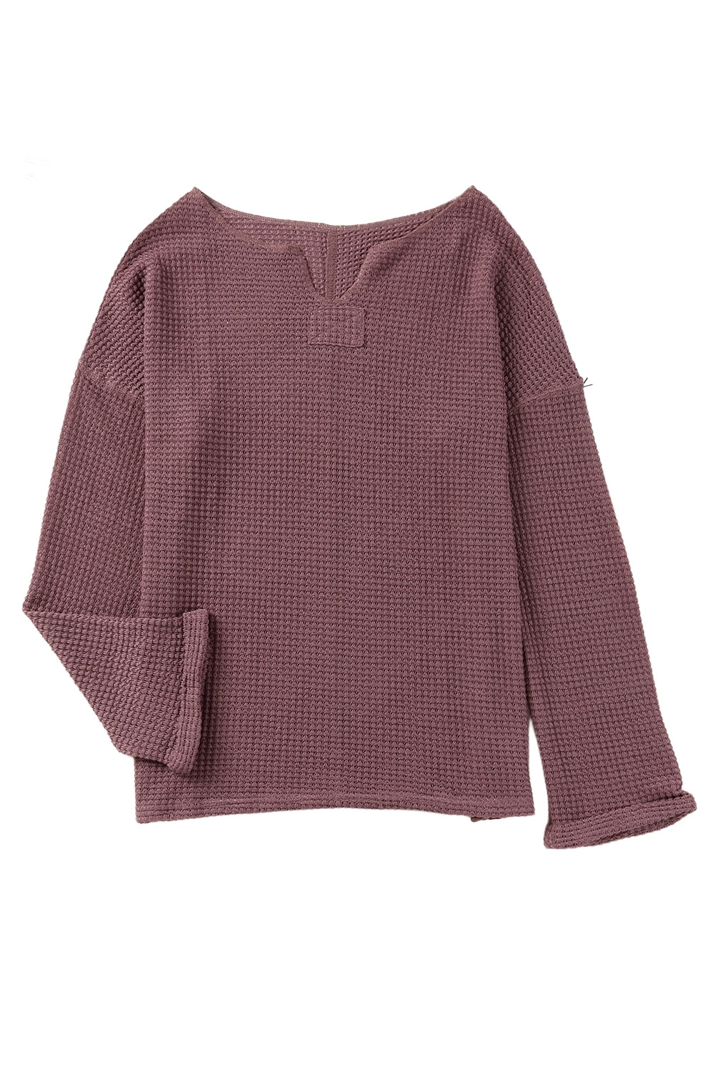 purple Waffle Knit Loose Long Sleeve Top