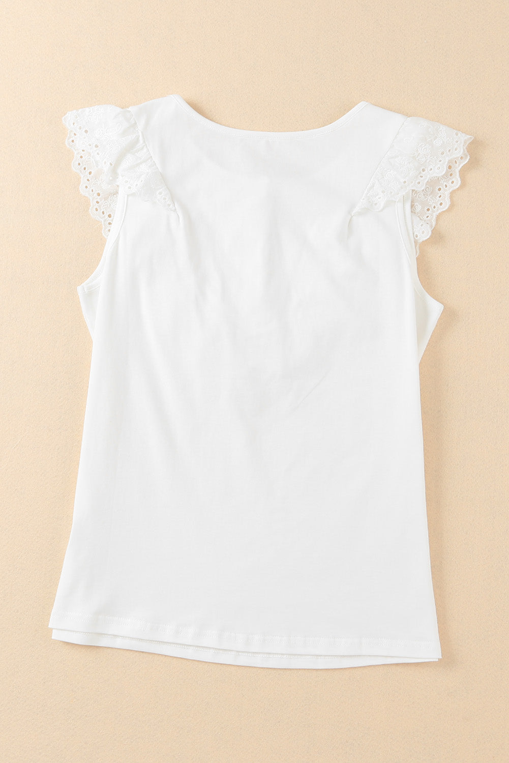 White Buttons Ruffled Tank Top