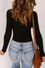 Black Strappy Hollow-out Long Sleeve Knit Top