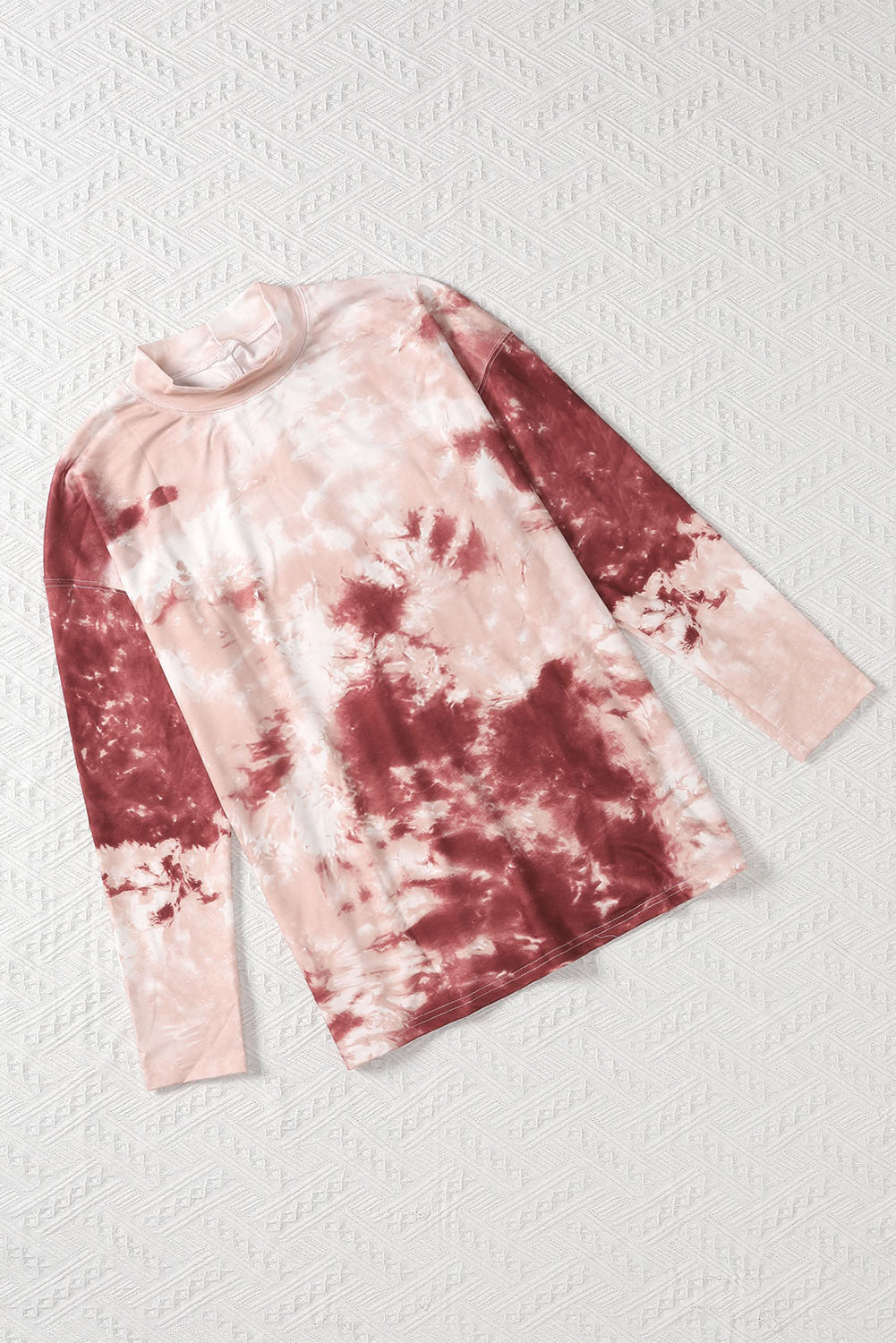 Red Tie Dye Crew Neck Long Sleeve Top