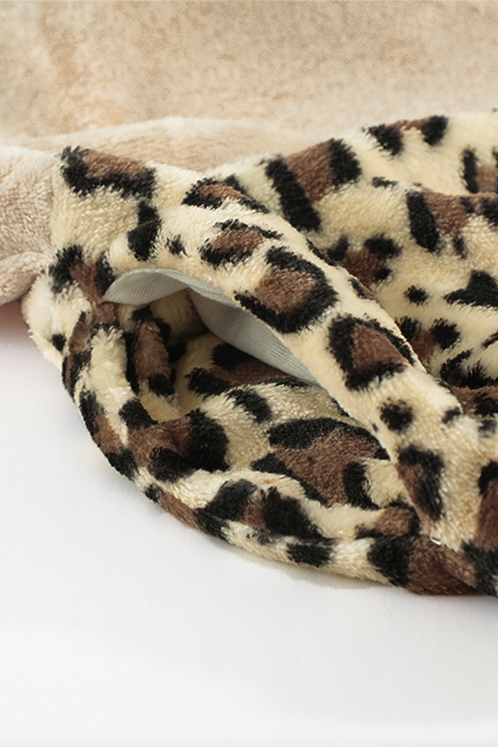 Black Leopard Color Block Pocket Fleece Quarter Zip Hoodie