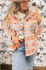 Multicolor Western Aztec Print Button-Up Jacket