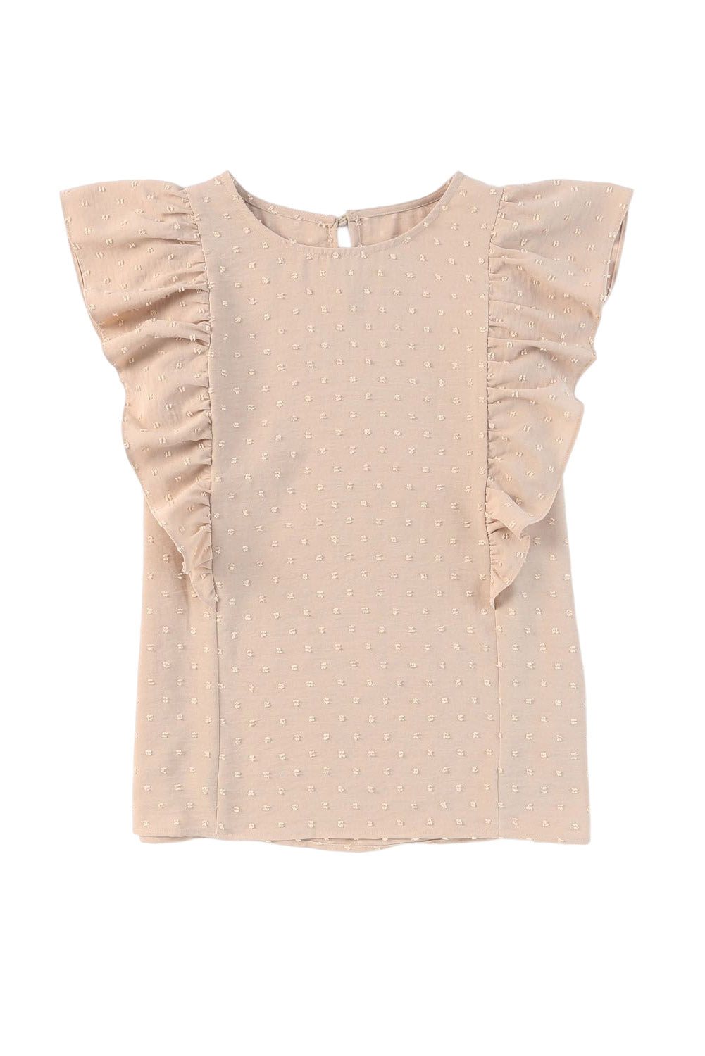 Khaki Swiss Dot Ruffle Armhole Tank Top