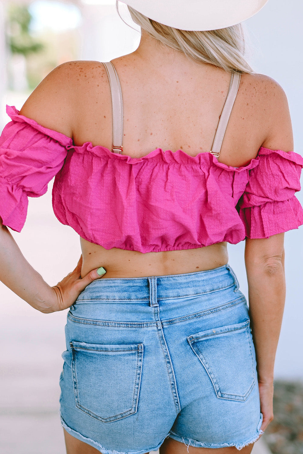 Rose Boho Frilled Off The Shoulder Blouse