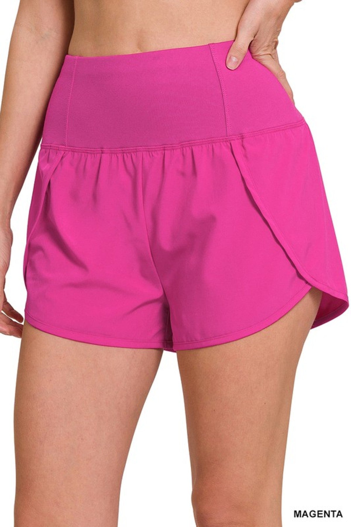 High Waisted Zippered Back Pocket Running Shorts