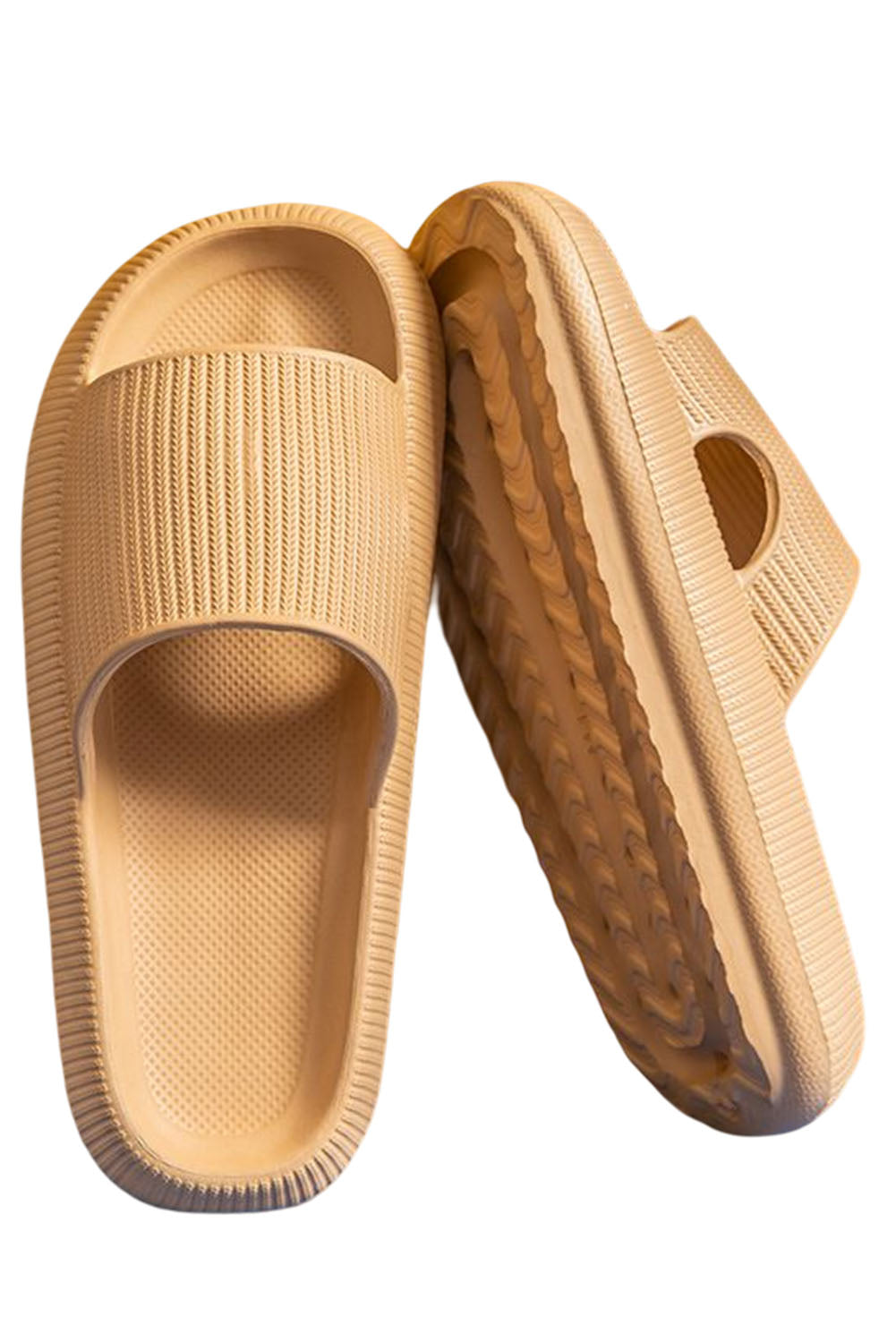 Black Hollow-out Thick Soled Slip On Slippers