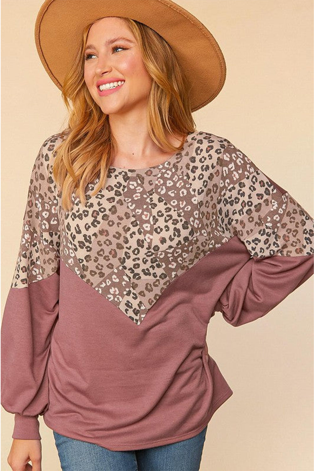 Leopard Animal Print Patchwork Top