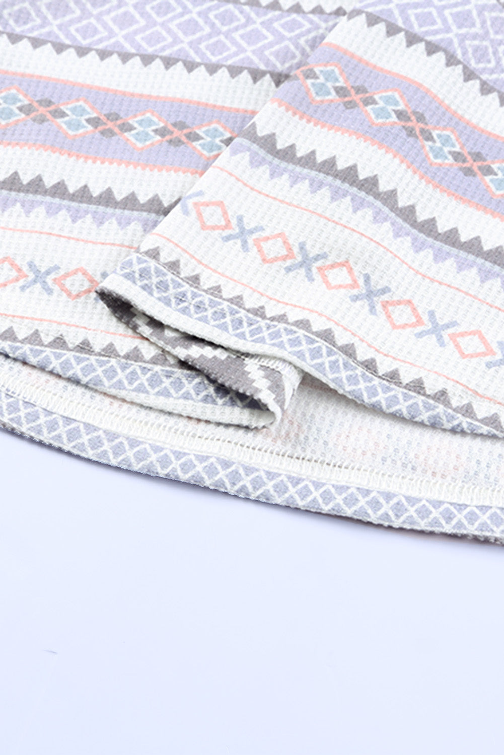 Gray Aztec Print Amicg Knit Cowl Neck Sweatshirt