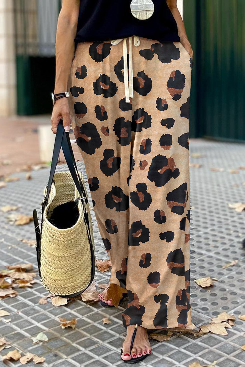 Pink Leopard Frilled Collar Printed Tank Top