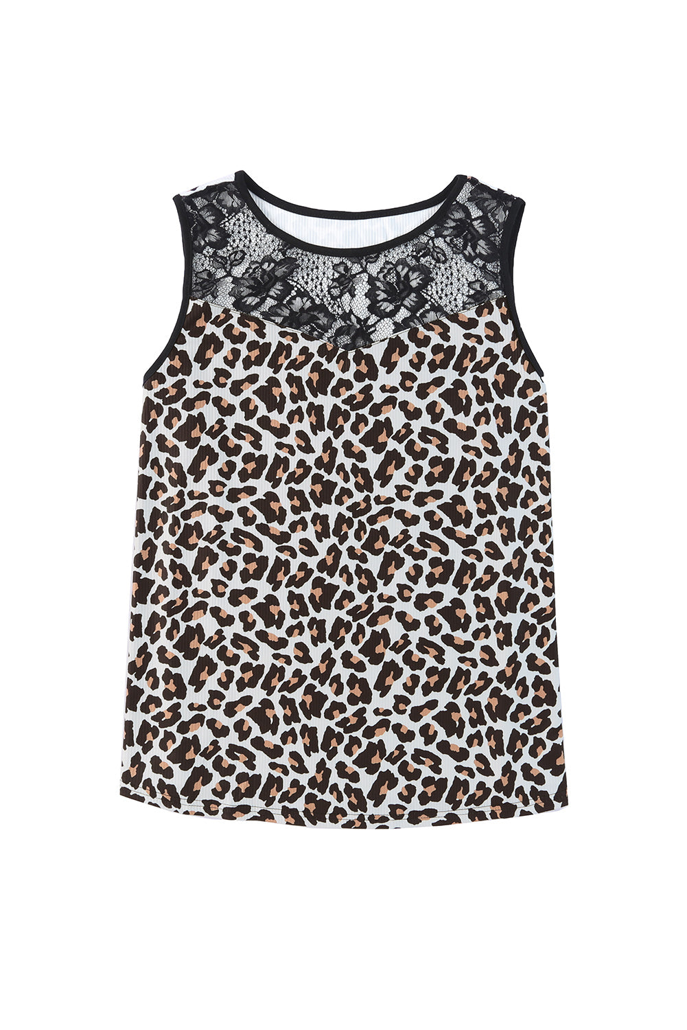 Leopard Plus Size Lace Splicing Leopard Print Tank Top