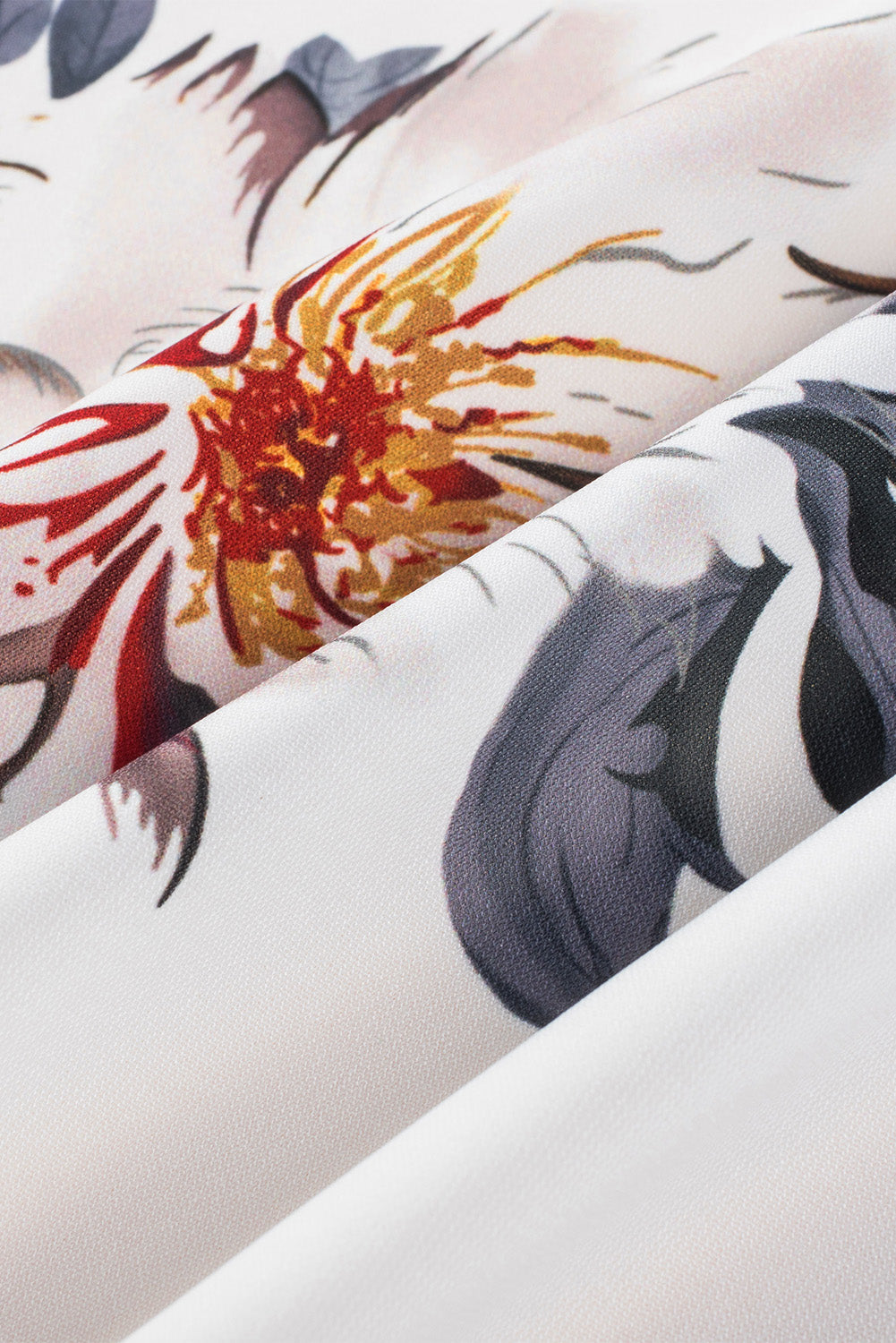 White Floral Print Summer Kimono