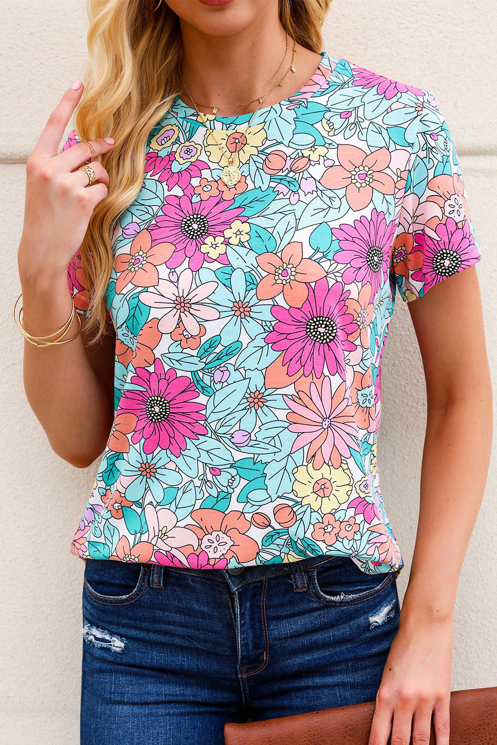 Multicolor Floral Print Smocked Tank Top