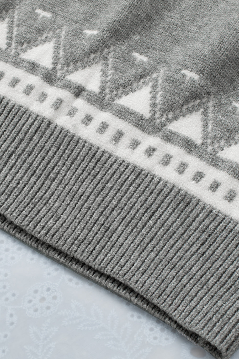 Blue Geometry Knit Quarter Zip Sweater