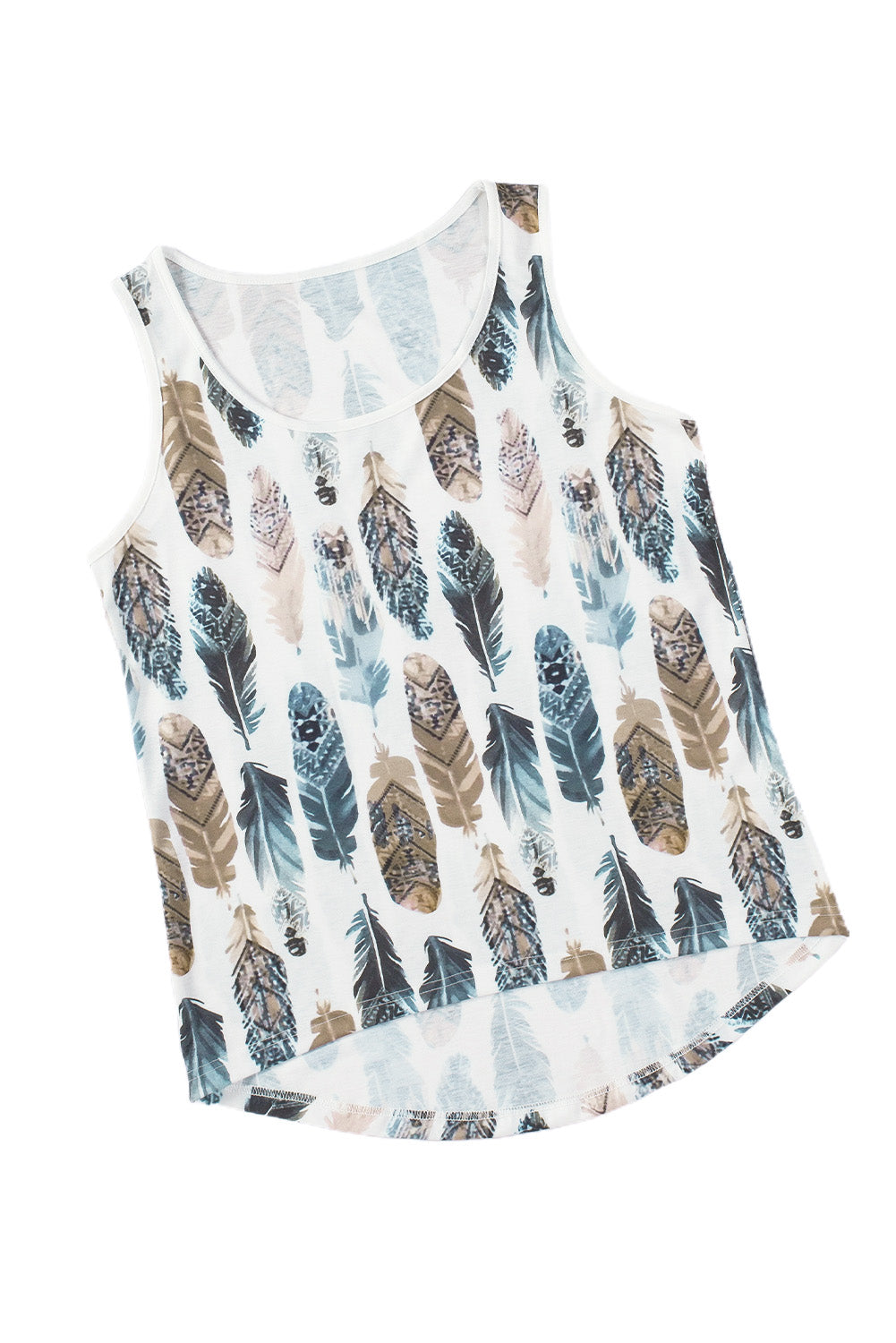 White Aztec Feather Tank Top