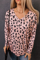 Pink Camel Leopard Terry Top