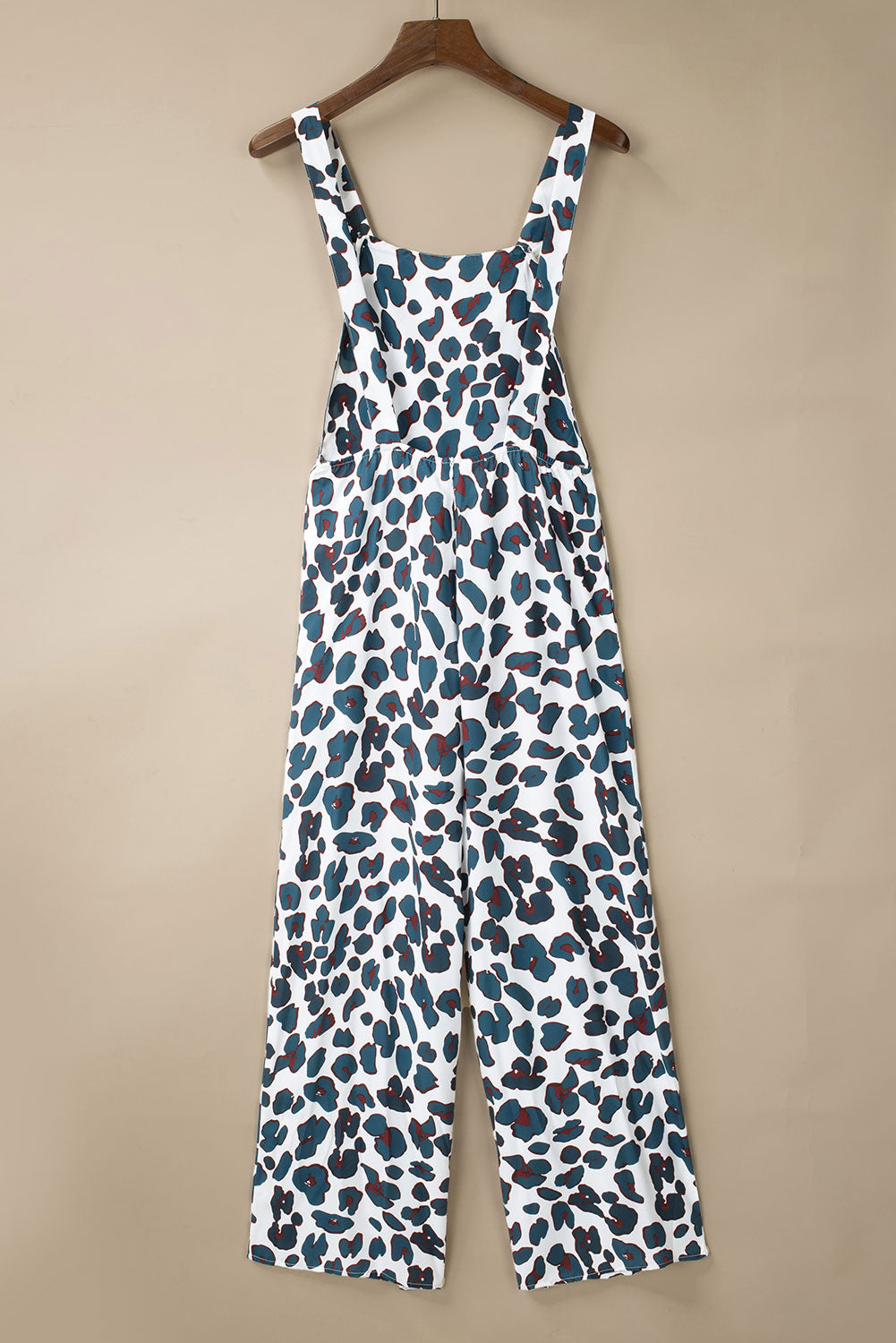 White Wide Leg Leopard Print Jumpsuit Overalls