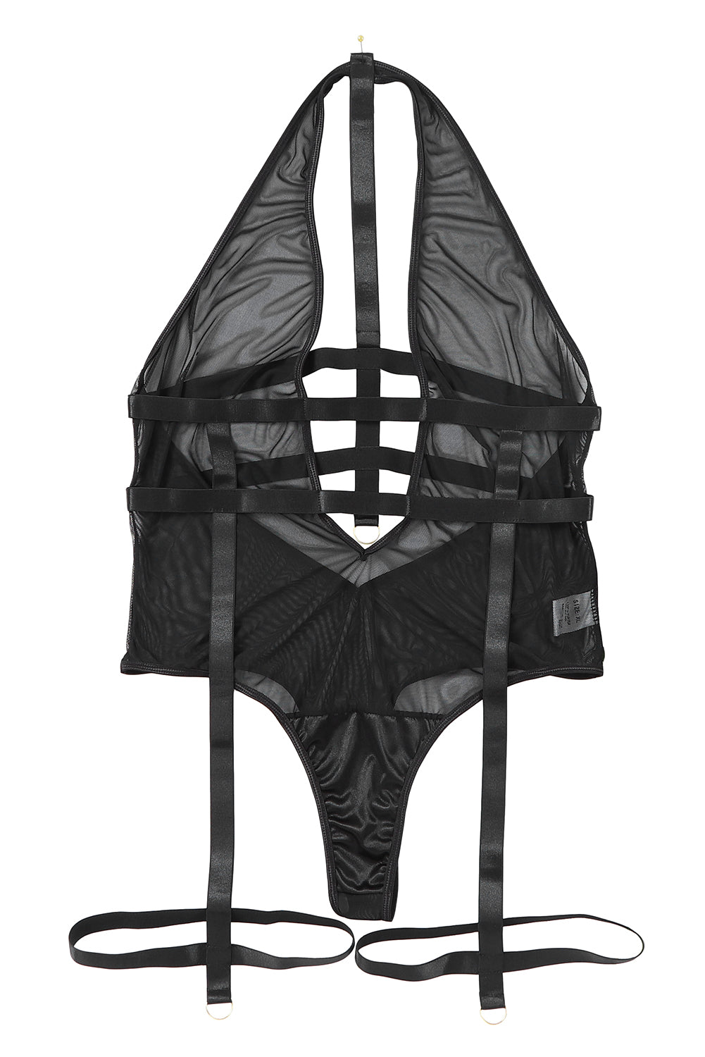 Black Sheer Mesh Strappy Plus Size Teddy Lingerie