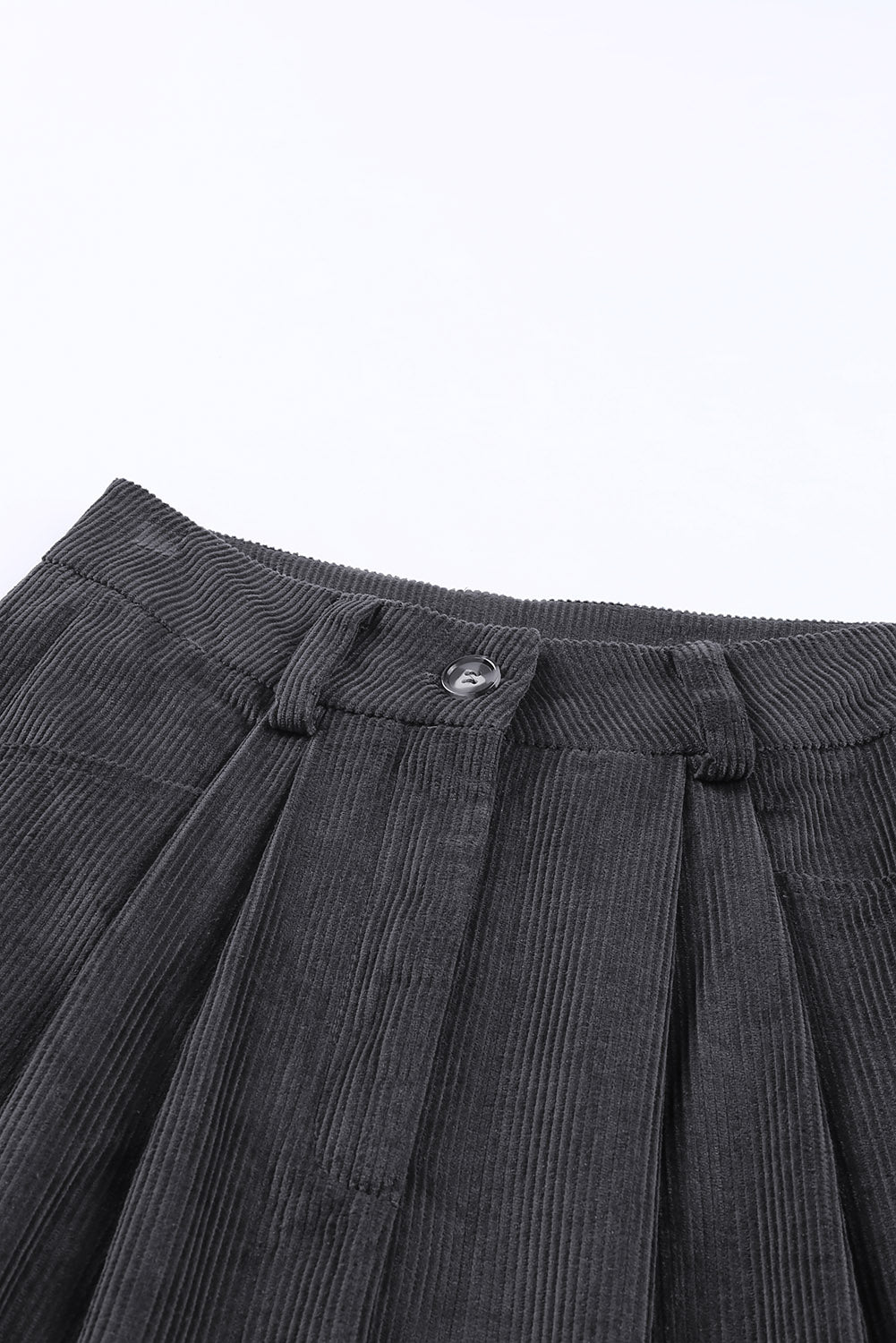 Black Corduroy High Waist Straight Leg Pants