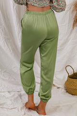 Green Drawstring Pocketed Casual Joggers