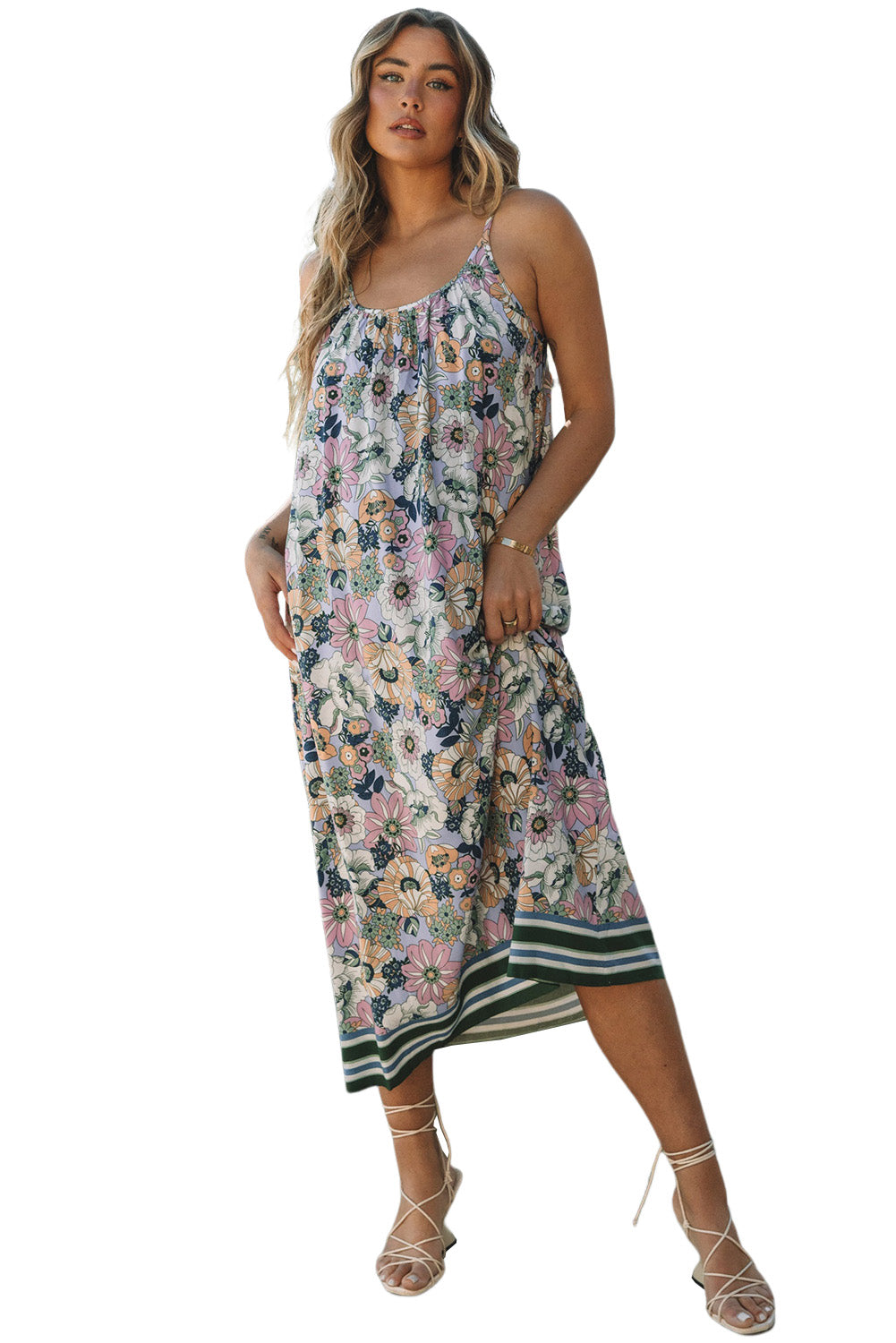 Purple Vintage Long Floral Sundress