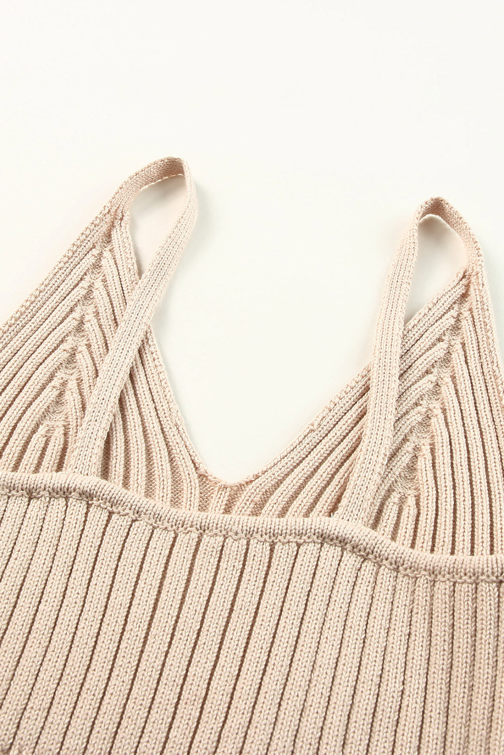 Gray Ribbed Spaghetti Strap Cropped Knitted Tank Top