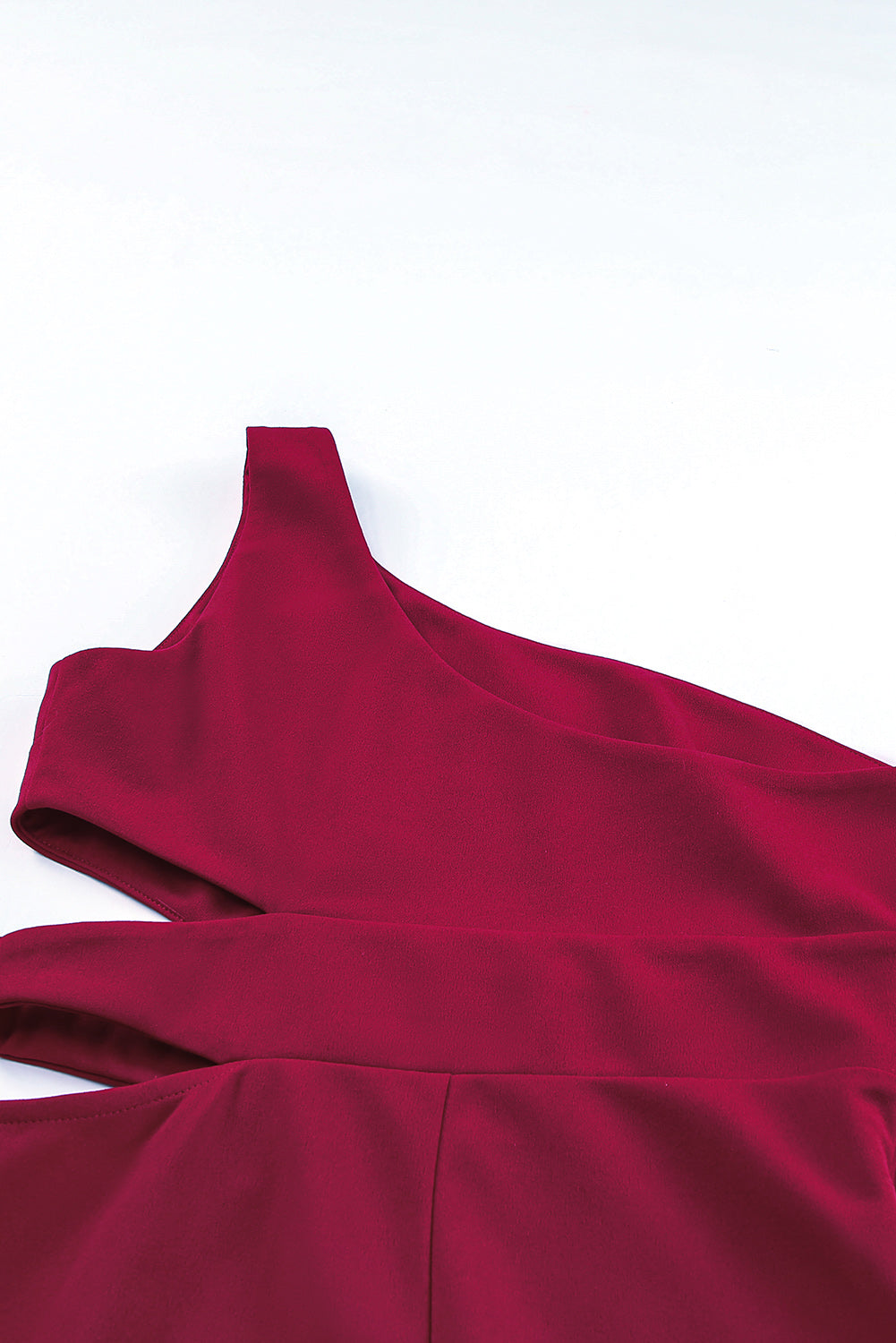 Red Asymmetric Cutout One Shoulder Bodycon Dress with Slit