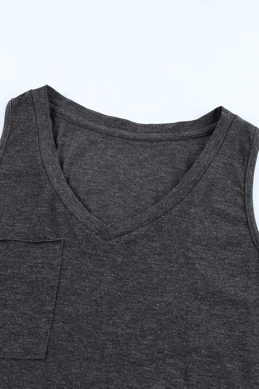 Black V Neck Racerback Tank Top with Pocket